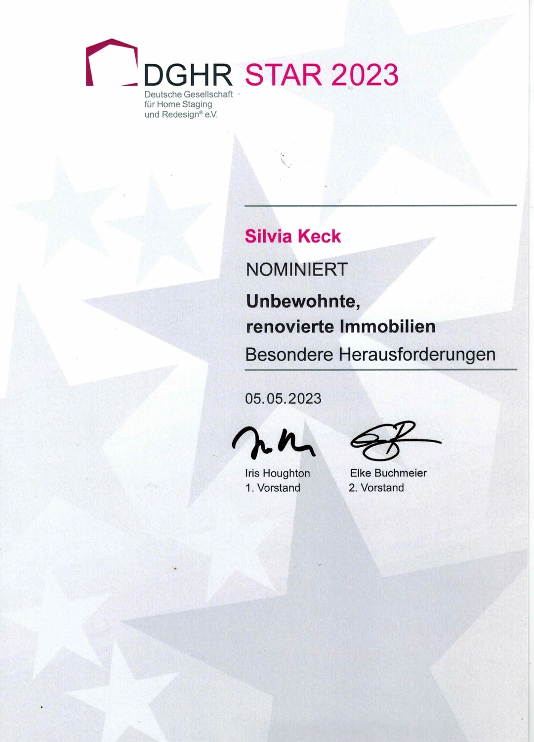 Silvia Keck - Immobilienpräsentation - Auszeichnungen